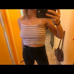 Striped square box neck crop top